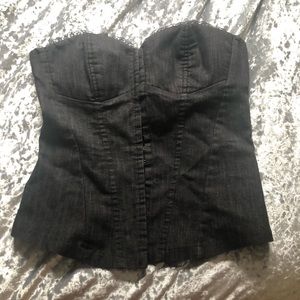 Sexy button up strapless shirt